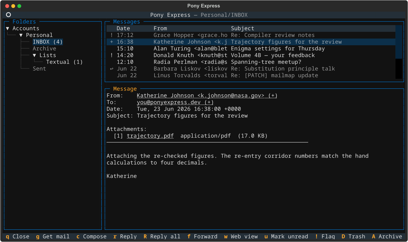 Pony Express main screen
